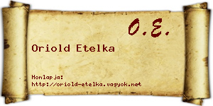 Oriold Etelka névjegykártya